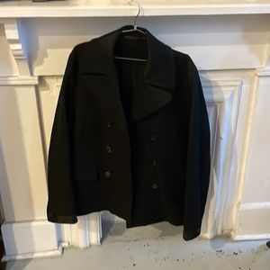 All saints wool pea coat classic cool 😎 with leather detail